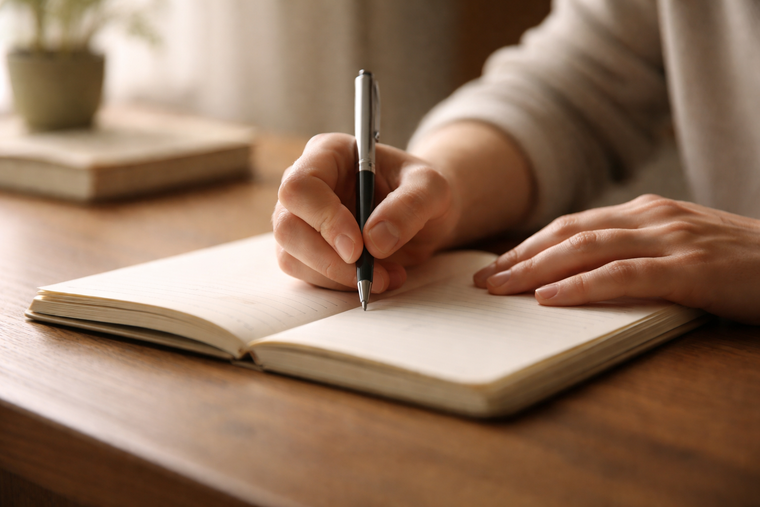 ノートに書き出す手元のイメージ